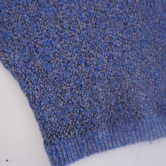 Vintage Allana Fantasia Blue Black Knit Crewneck Sweater Med - Picture 7 of 10